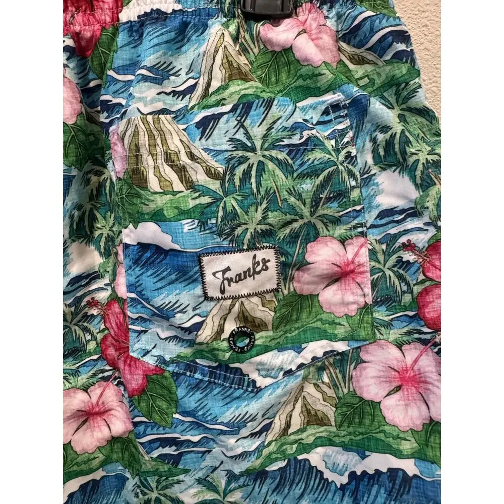 Franks Oahu Floral Print Swim Shorts Blue/Green/Pink‎ Size XL | Pool Party Vacay